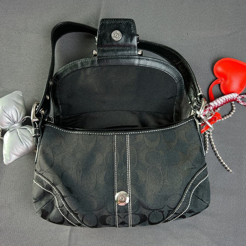 Coach Vintage Soho Signature Flap Shoulder Bag Black 10296 - Picture 9 of 10